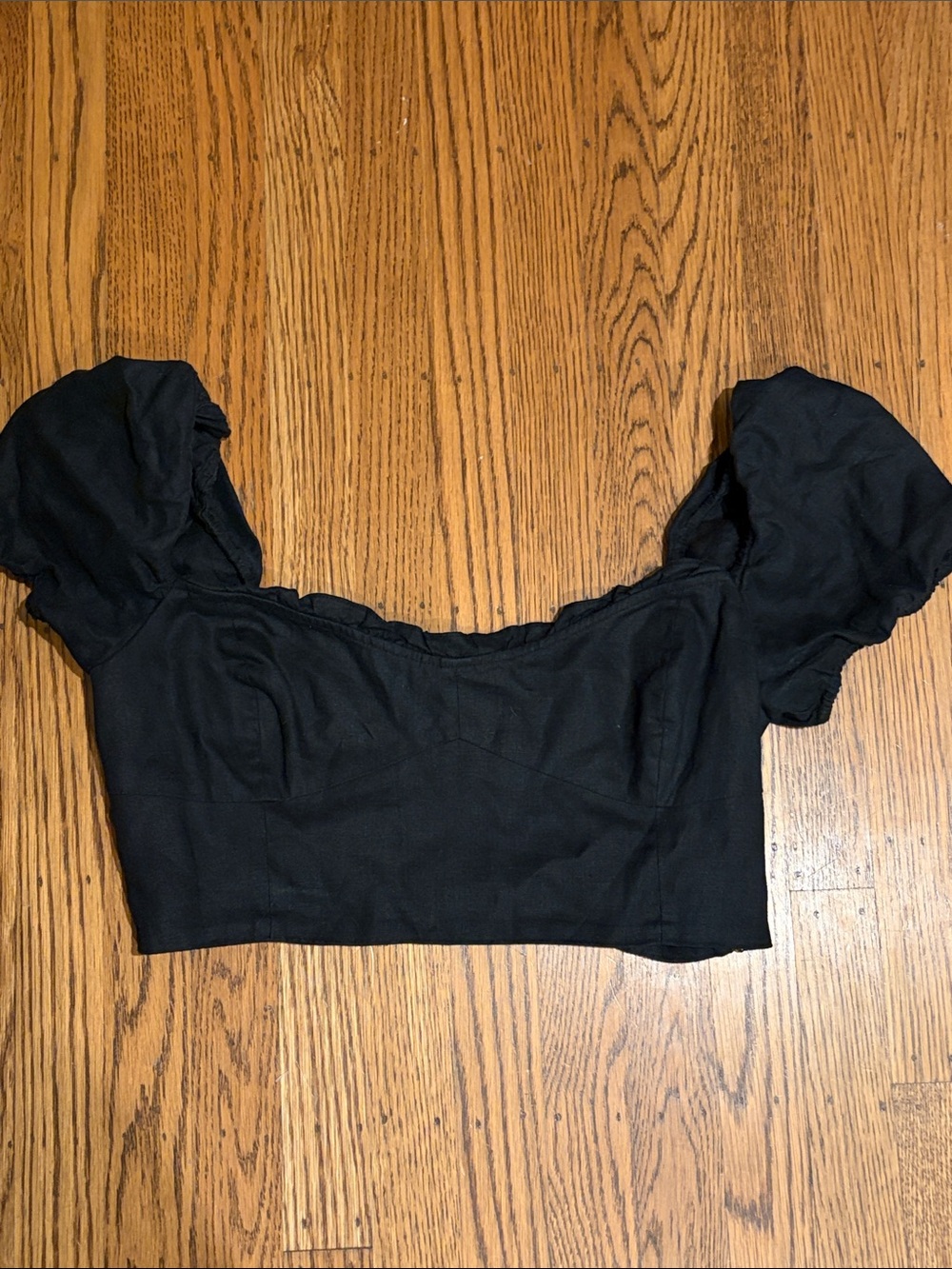Wilfred Black Puff Sleeve Cropped Top